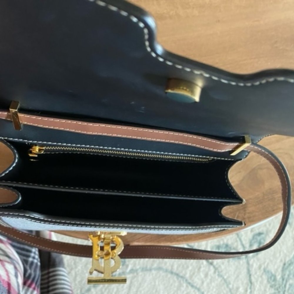Small Tri-tone Canvas and Leather TB Bag - Picture 7 of 10